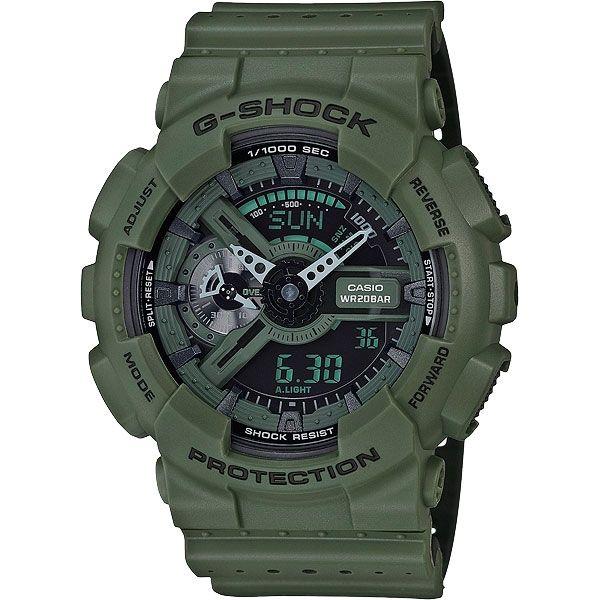 Casio Casio G-Shock GA-110LP-3A GA-110 GA-110LP-3A электронные мужские часы зеленый циферблат, браслет пластик — вид спереди