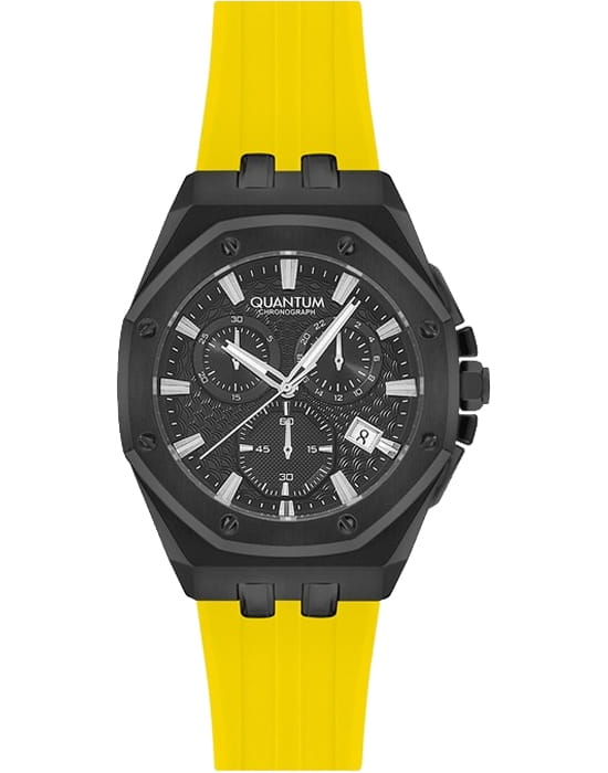 Quantum Quantum HNG949.654  HNG949.654 кварцевые мужские часы черный циферблат, браслет каучук — вид спереди