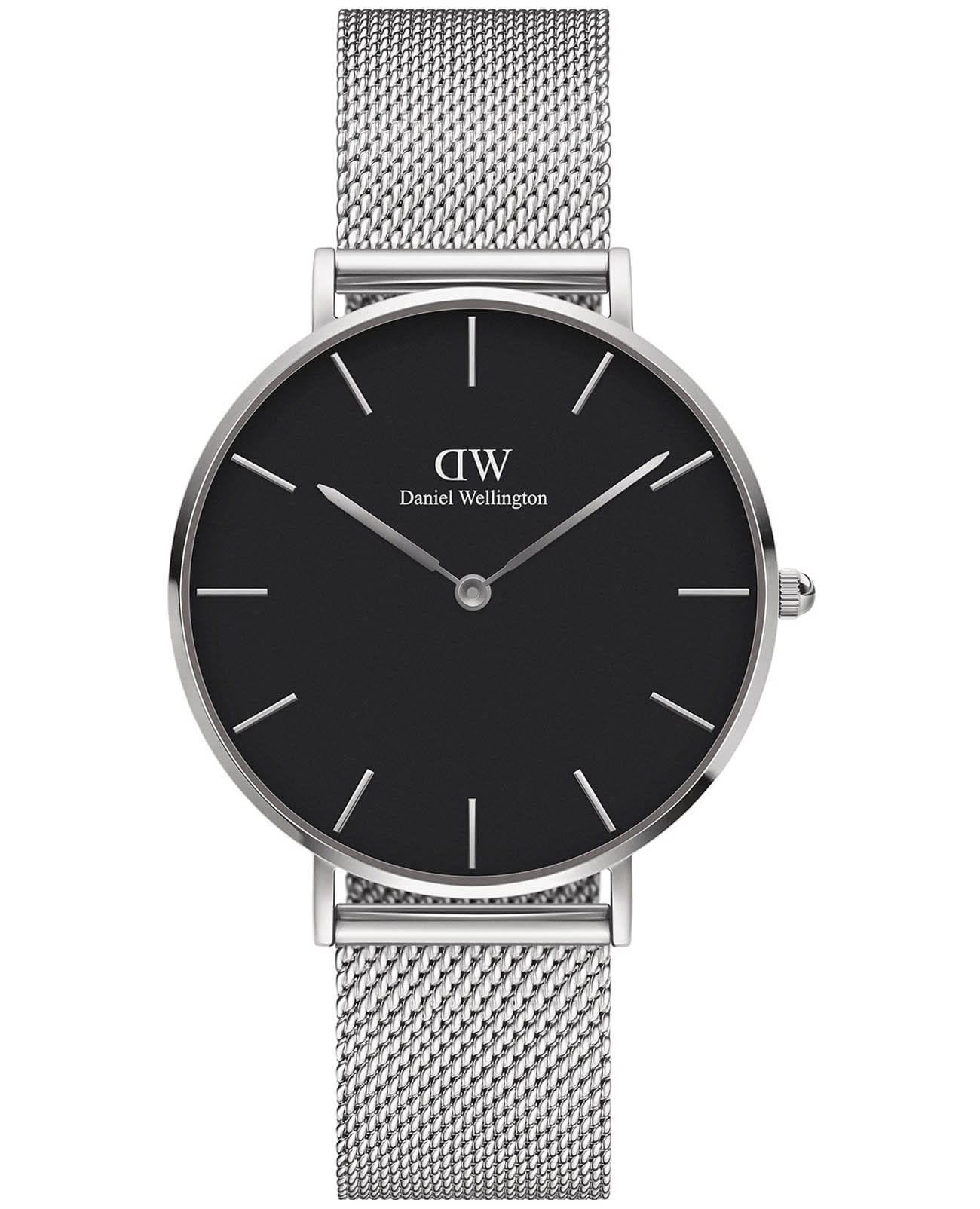 Daniel Wellington Daniel Wellington Petite Sterling DW00100304  DW00100304 кварцевые женские часы черный циферблат, браслет нержавеющая сталь — вид спереди