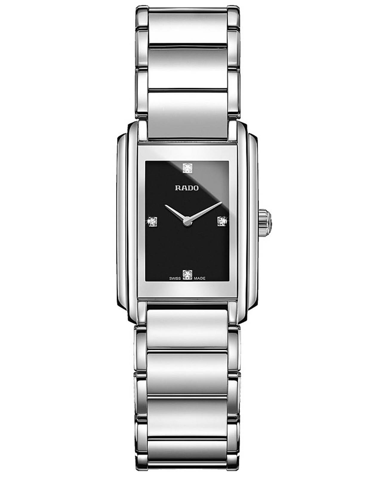 Rado Rado Integral Diamonds R20213713  R20213713 кварцевые женские часы черный циферблат, браслет нержавеющая сталь — вид спереди