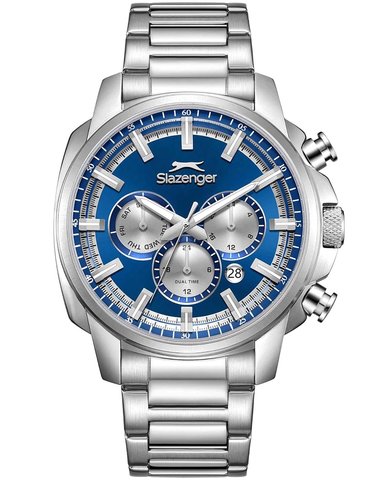 Slazenger Slazenger SL.09.2479.2.02  SL.09.2479.2.02 кварцевые мужские часы синий циферблат, браслет нержавеющая сталь 316l — вид спереди