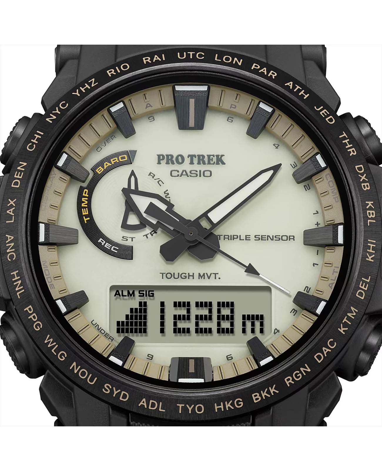 Casio Casio Pro Trek PRW-61LD-5 кварцевые мужские часы часы крупный план  циферблата