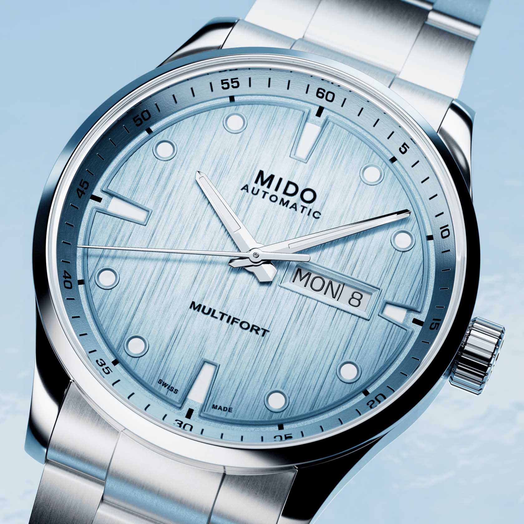 Mido Mido Multifort M Freeze M038.430.11.041.00 мужские часы голубой циферблат на запястье