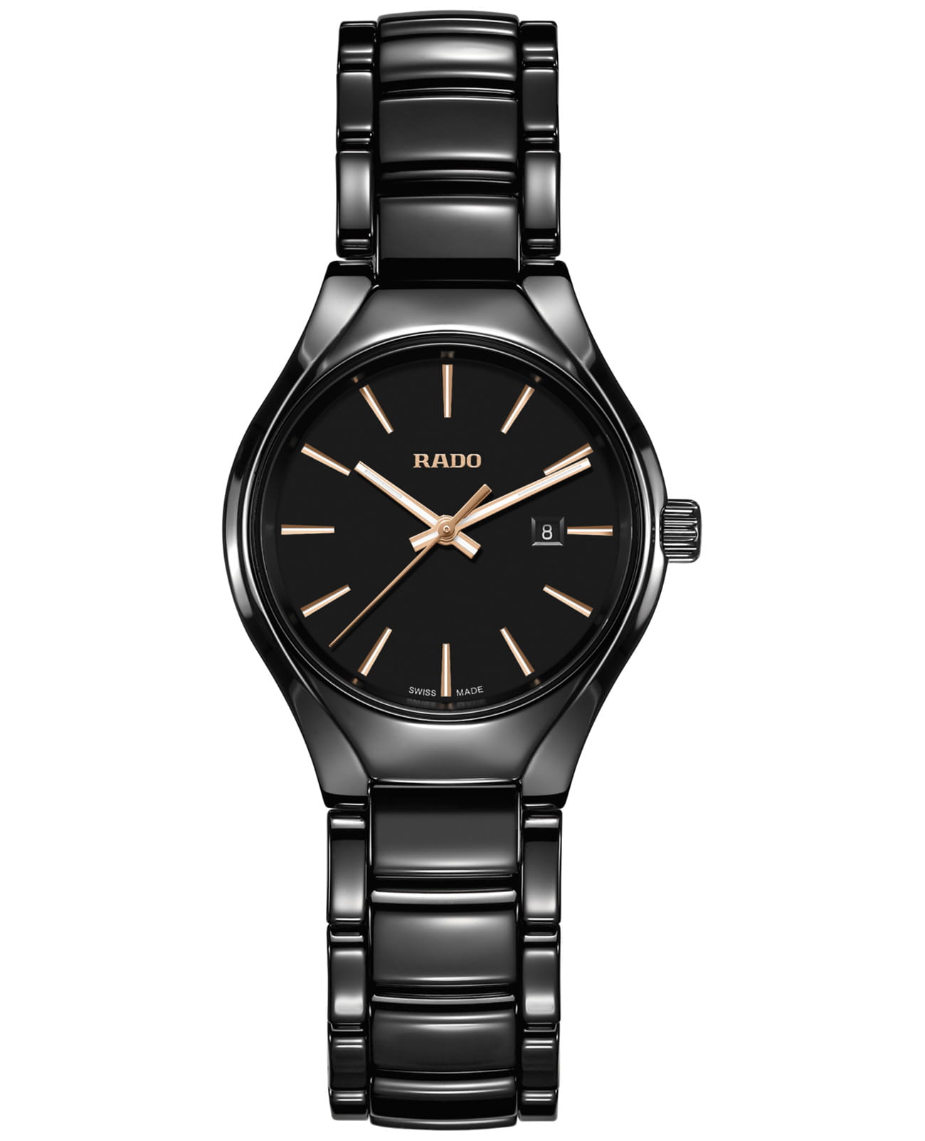 Rado Rado True R27059162  R27059162 кварцевые женские часы черный циферблат, браслет высокотехнологичная керамика — вид спереди