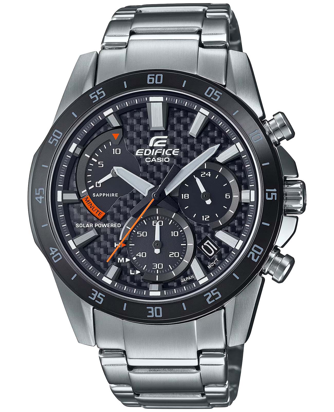 Casio Casio Edifice EFS-S580D-1A EFS EFS-S580DB-1A кварцевые мужские часы черный циферблат, браслет нержавеющая сталь — вид спереди