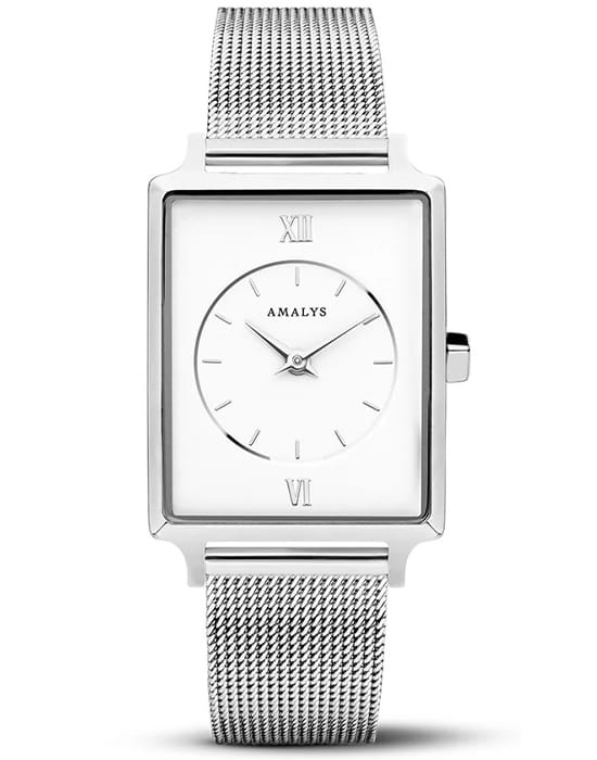 Amalys Amalys Hepburn AMW-046  AMW-046 кварцевые женские часы белый циферблат, браслет нержавеющая сталь — вид спереди