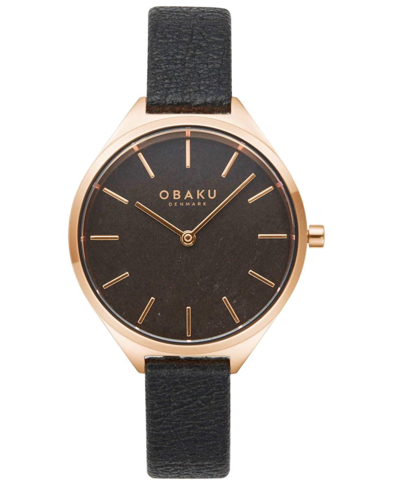 Obaku Obaku Kaffe Macadamia V257LHVNRB  V257LHVNRB кварцевые женские часы черный циферблат, браслет кожаный — вид спереди