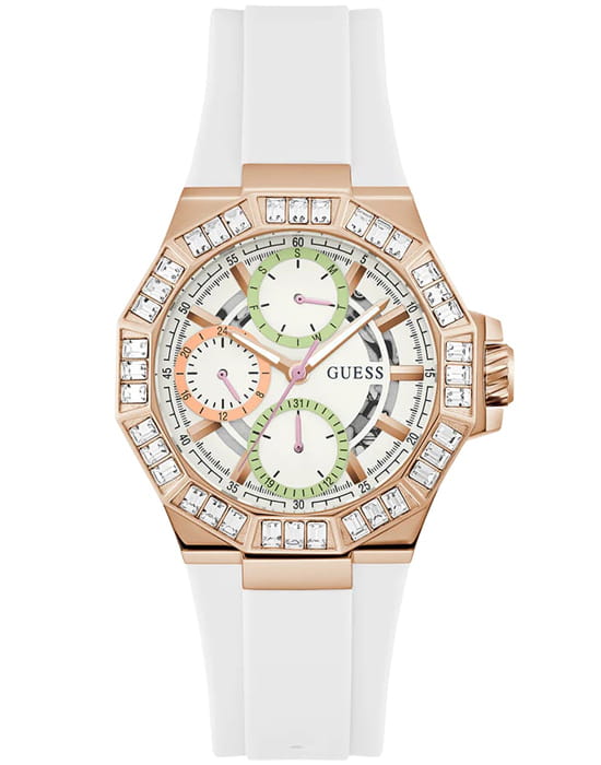 Guess Guess Selena GW0695L3  GW0695L3 кварцевые женские часы белый циферблат, браслет силикон — вид спереди