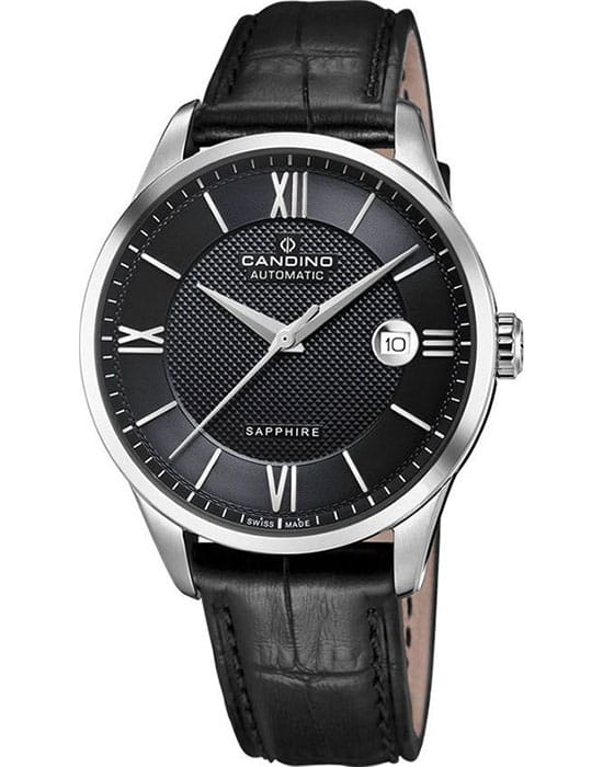 Candino Candino Classic C4707/3  C4707/3 механические мужские часы черный циферблат, браслет кожаный — вид спереди