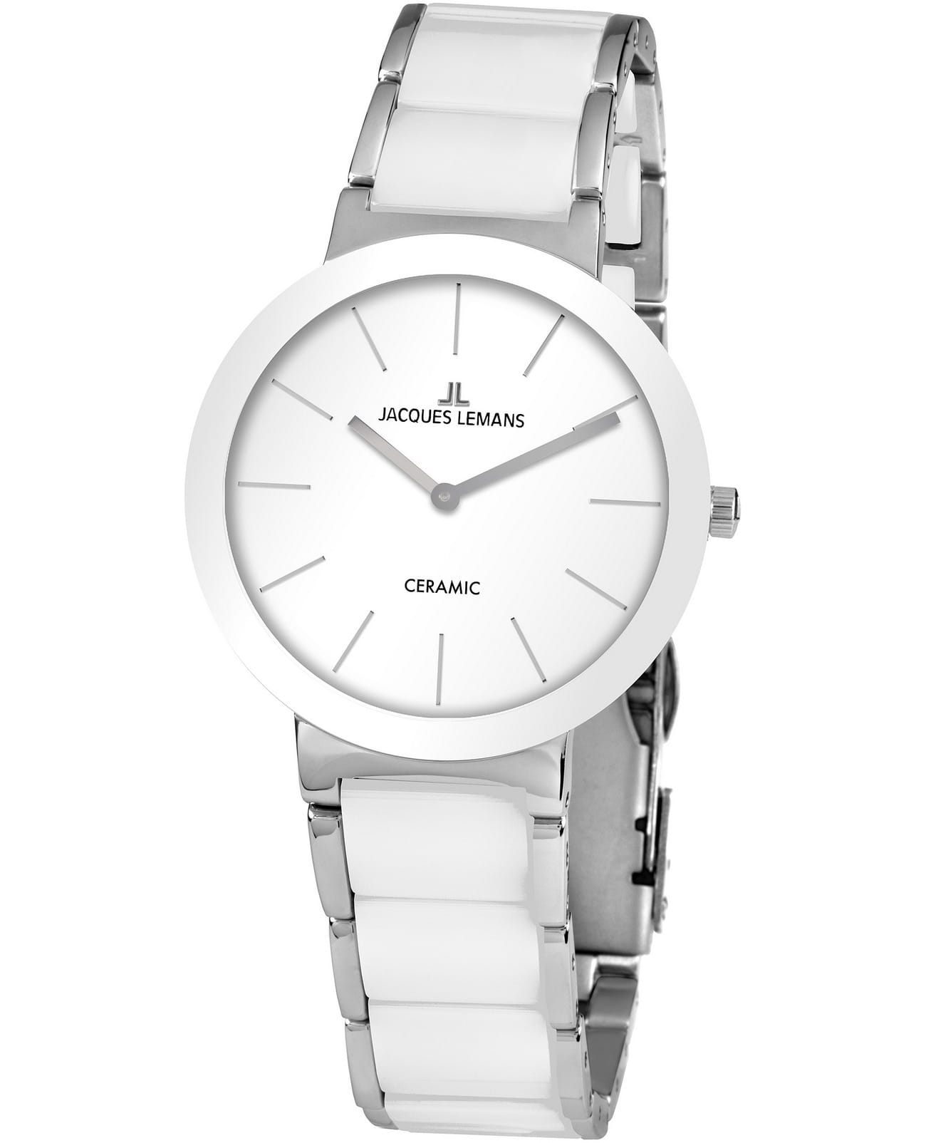 Jacques Lemans Jacques Lemans High Tech Ceramic 42-8B  42-8B кварцевые мужские часы белый циферблат, браслет керамика — вид спереди