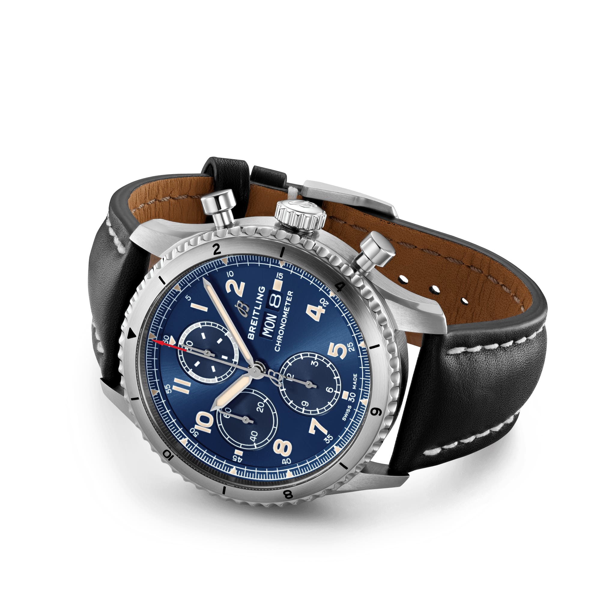 Breitling Breitling Aviator 8 Chronograph 43 A13316101C1X1, aviator 8 швейцария мужские часы на браслете кожаный боковой вид