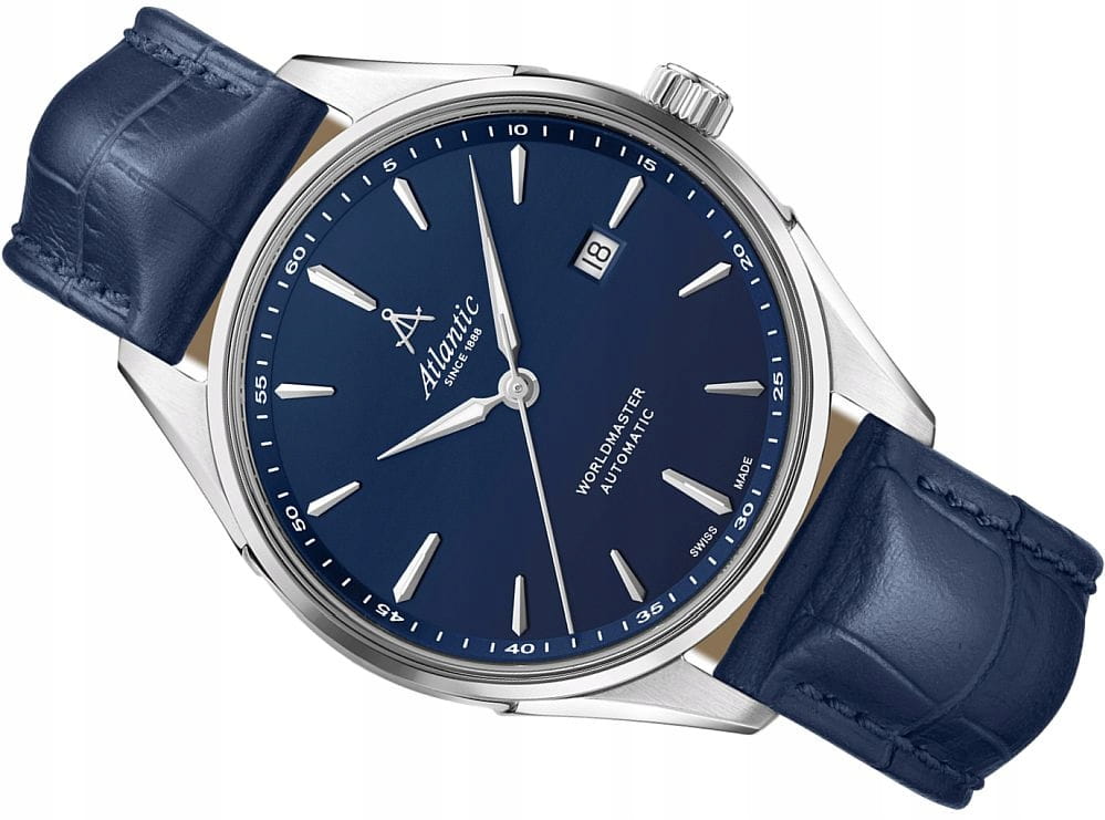 Atlantic Atlantic Worldmaster Automatic 52759.41.51S,  швейцария мужские часы на браслете кожаный боковой вид