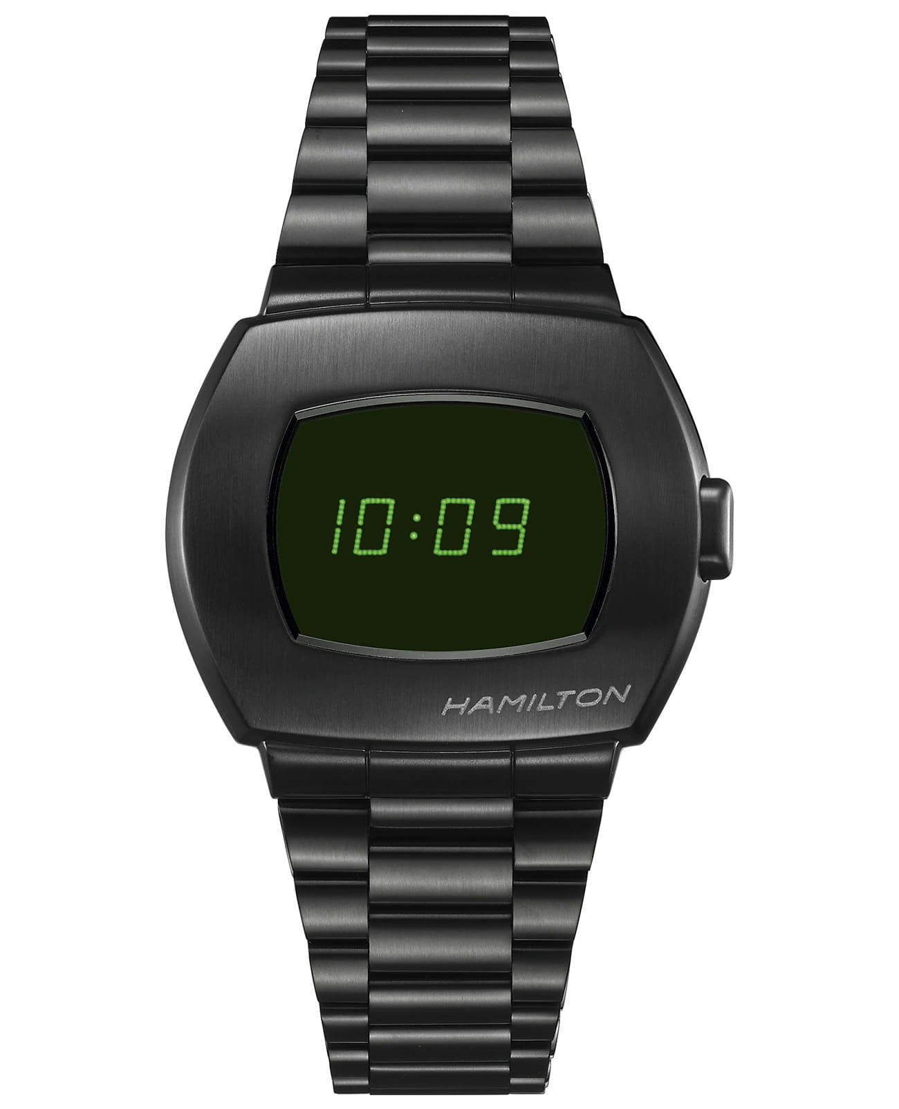 Hamilton Hamilton American Classic PSR MTX Digital Quartz H52434130  H52434130 кварцевые мужские часы зеленый циферблат, браслет сталь c pvd покрытием — вид спереди