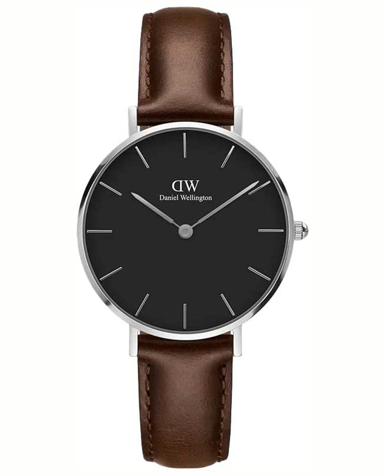 Daniel Wellington Daniel Wellington Petite Bristol DW00100177  DW00100177 кварцевые женские часы черный циферблат, браслет кожаный — вид спереди