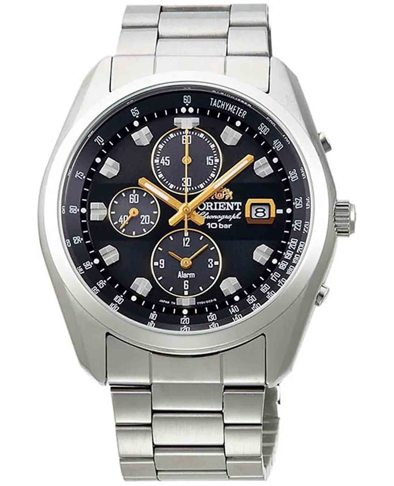 Orient Orient Chronograph WV0091TY  WV0091TY кварцевые мужские часы черный циферблат, браслет нержавеющая сталь — вид спереди