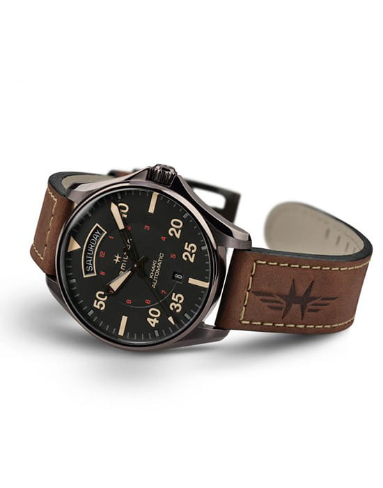 Hamilton Hamilton Khaki Aviation Day Date Auto H64605531 мужские часы черный циферблат на запястье