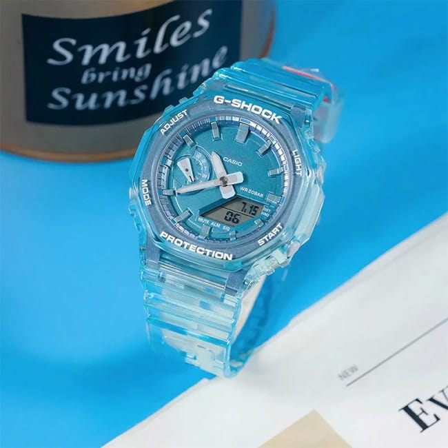 Casio Casio G-Shock GMA-S2100SK-2A электронные женские часы часы крупный план зеленый циферблата