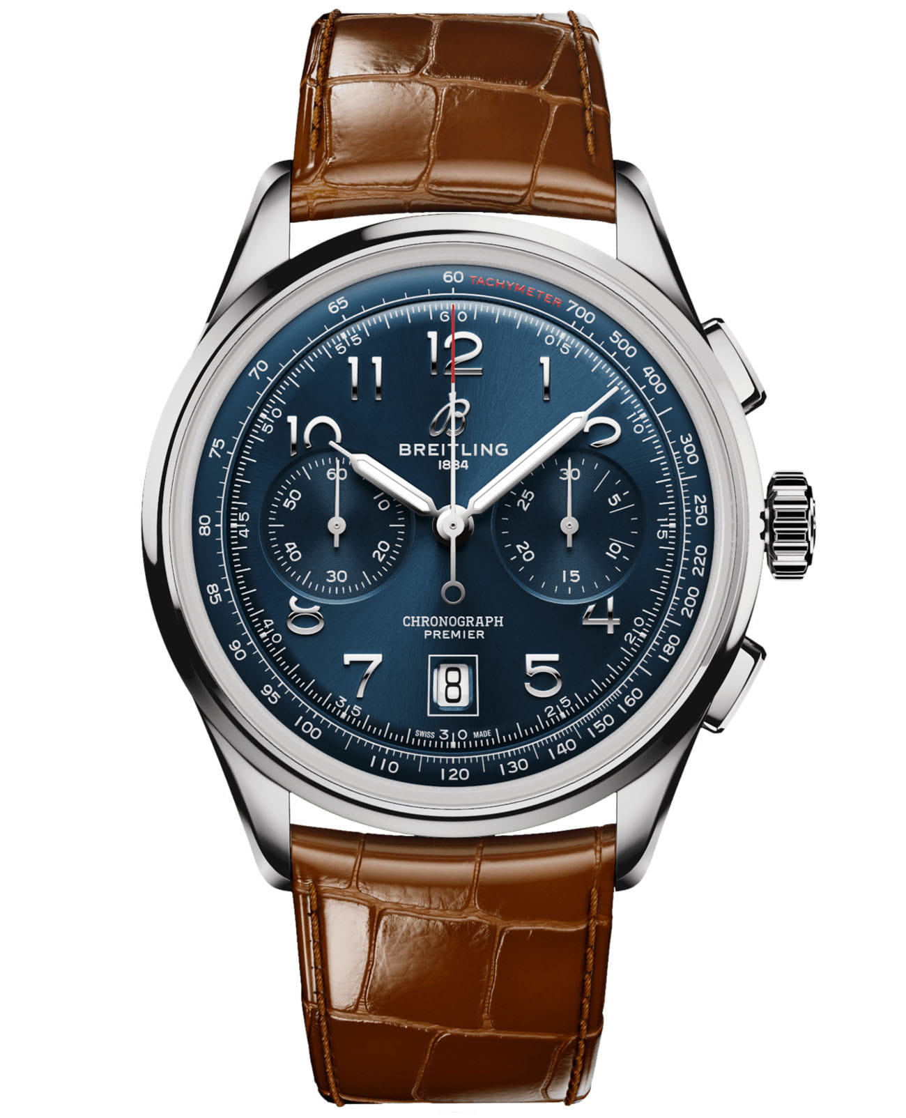 Breitling Breitling Premier B01 Chronograph 42 AB0145171C1P1  AB0145171C1P1 механические мужские часы синий циферблат, браслет кожаный — вид спереди