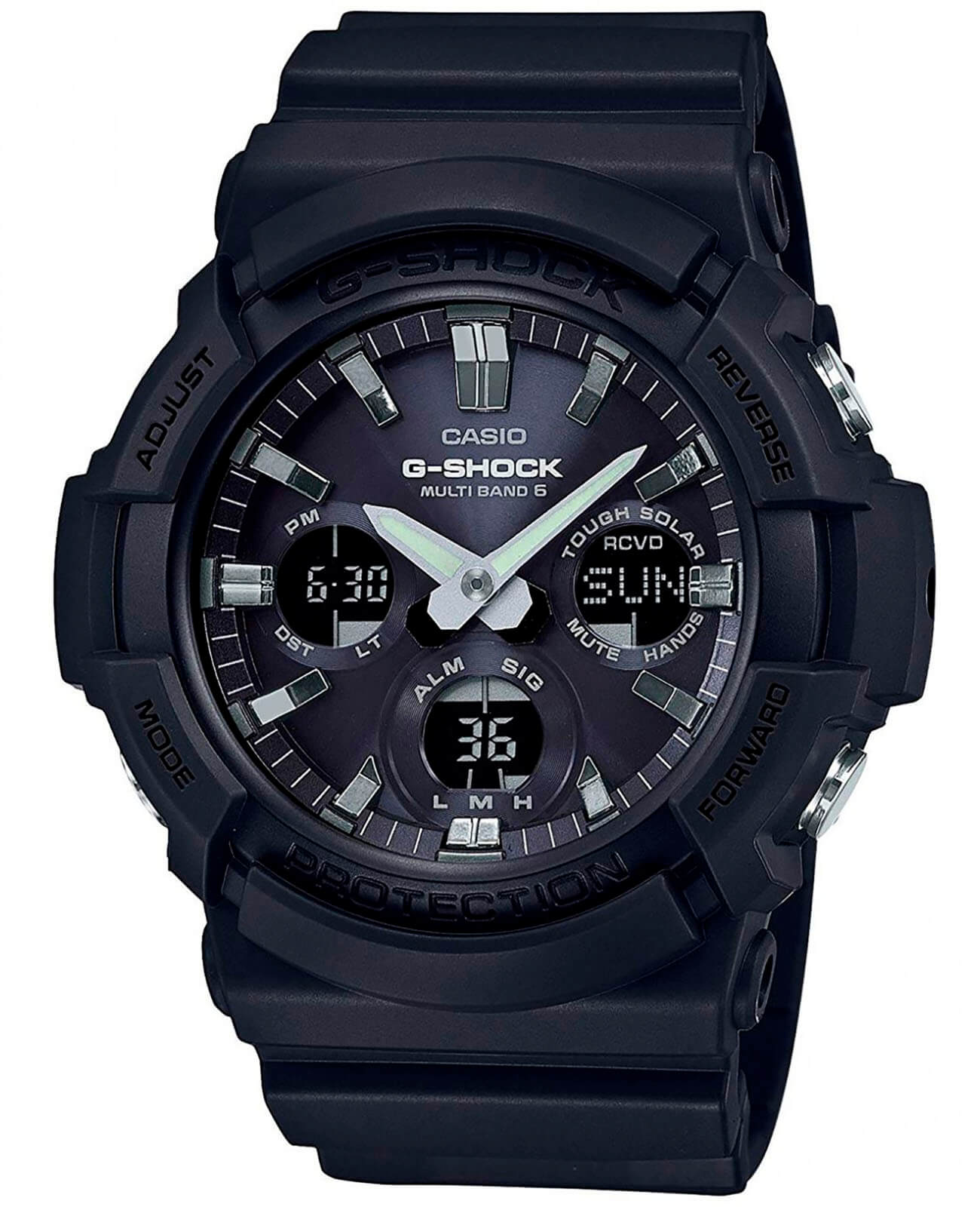 Casio Casio G-Shock GAW-100B-1A  GAW-100B-1AER электронные мужские часы серый циферблат, браслет пластик — вид спереди