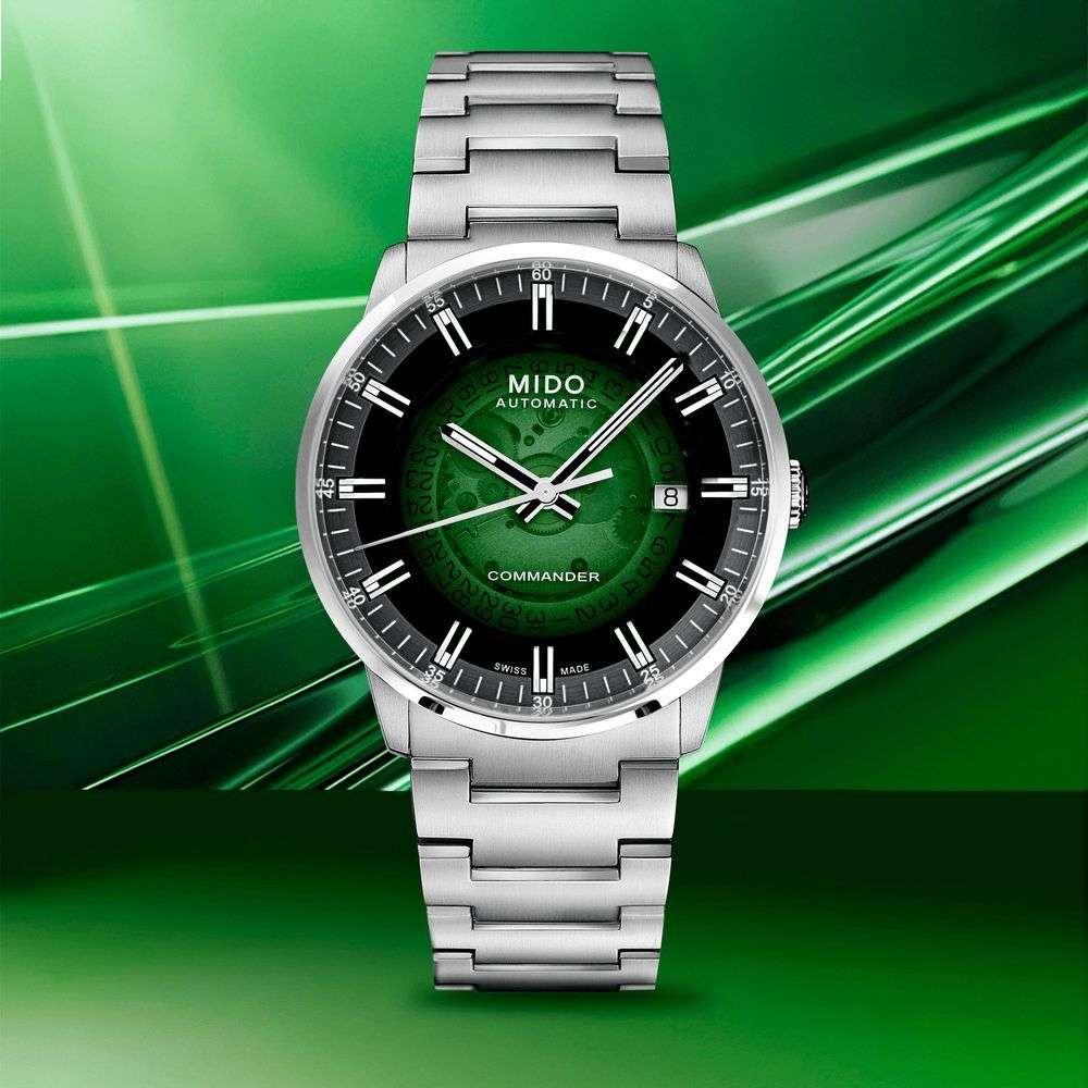 Оригинальные часы Mido Mido Commander Gradient M021.407.11.411.03  механические калибр механизма mido calibre 80 (на базе eta c07.611) общий вид
