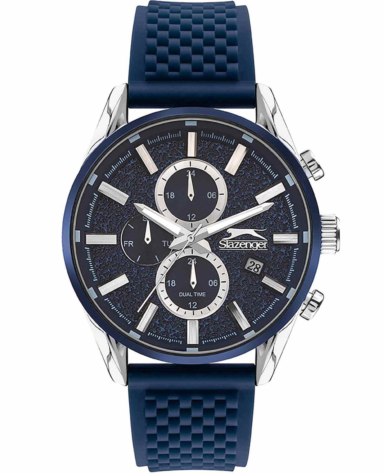 Slazenger Slazenger SL.09.2060.2.03  SL.09.2060.2.03 кварцевые мужские часы синий циферблат, браслет силикон — вид спереди