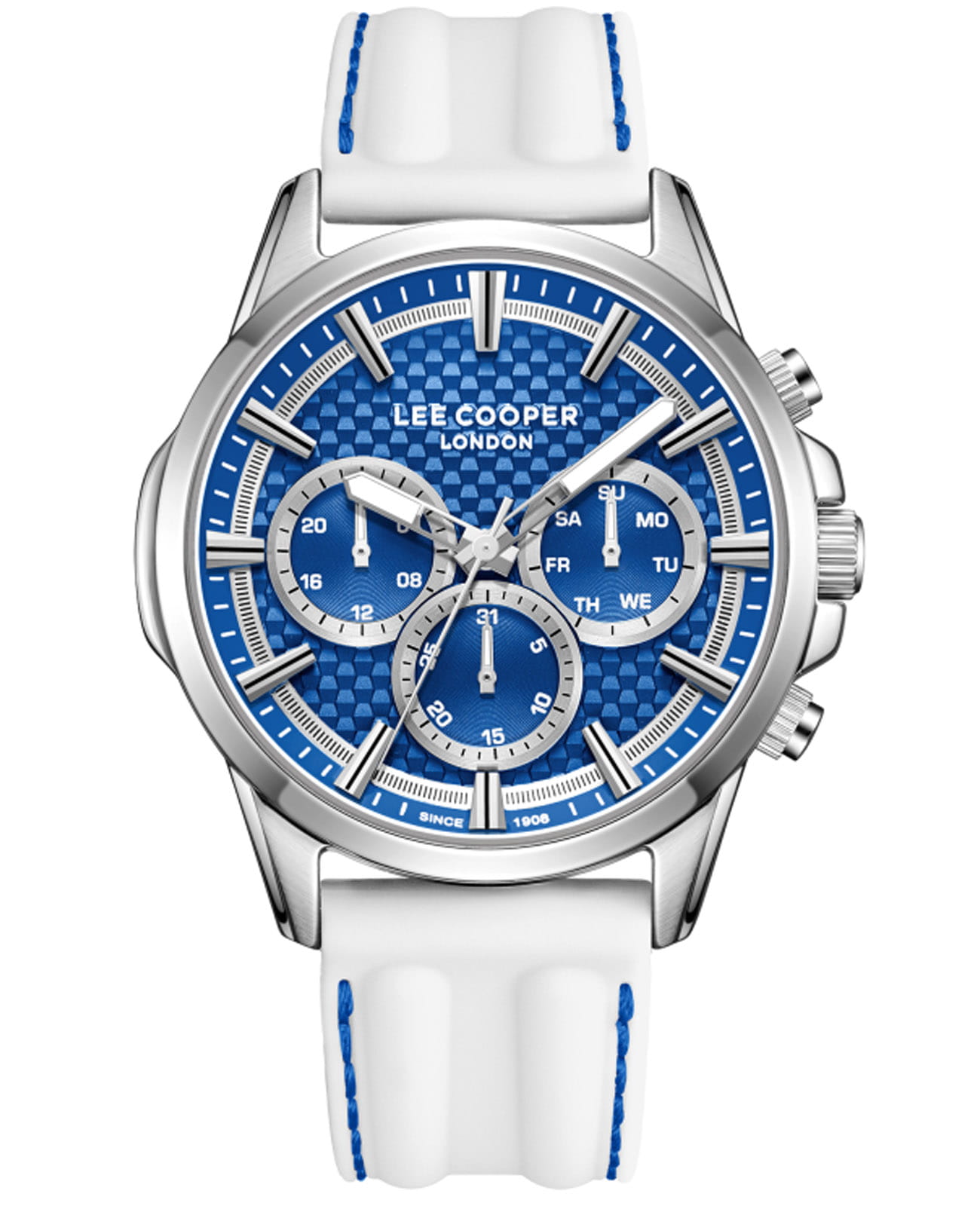 Lee Cooper Lee Cooper LC08048.393  LC08048.393 кварцевые мужские часы синий циферблат, браслет силикон — вид спереди