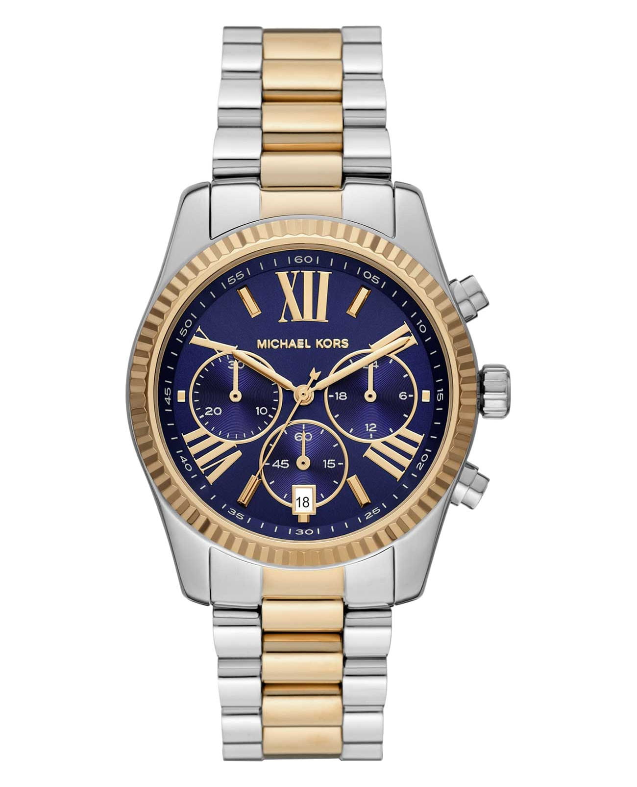 Michael Kors Michael Kors Lexington MK7218  MK7218 кварцевые женские часы золотой циферблат, браслет сталь c pvd покрытием — вид спереди