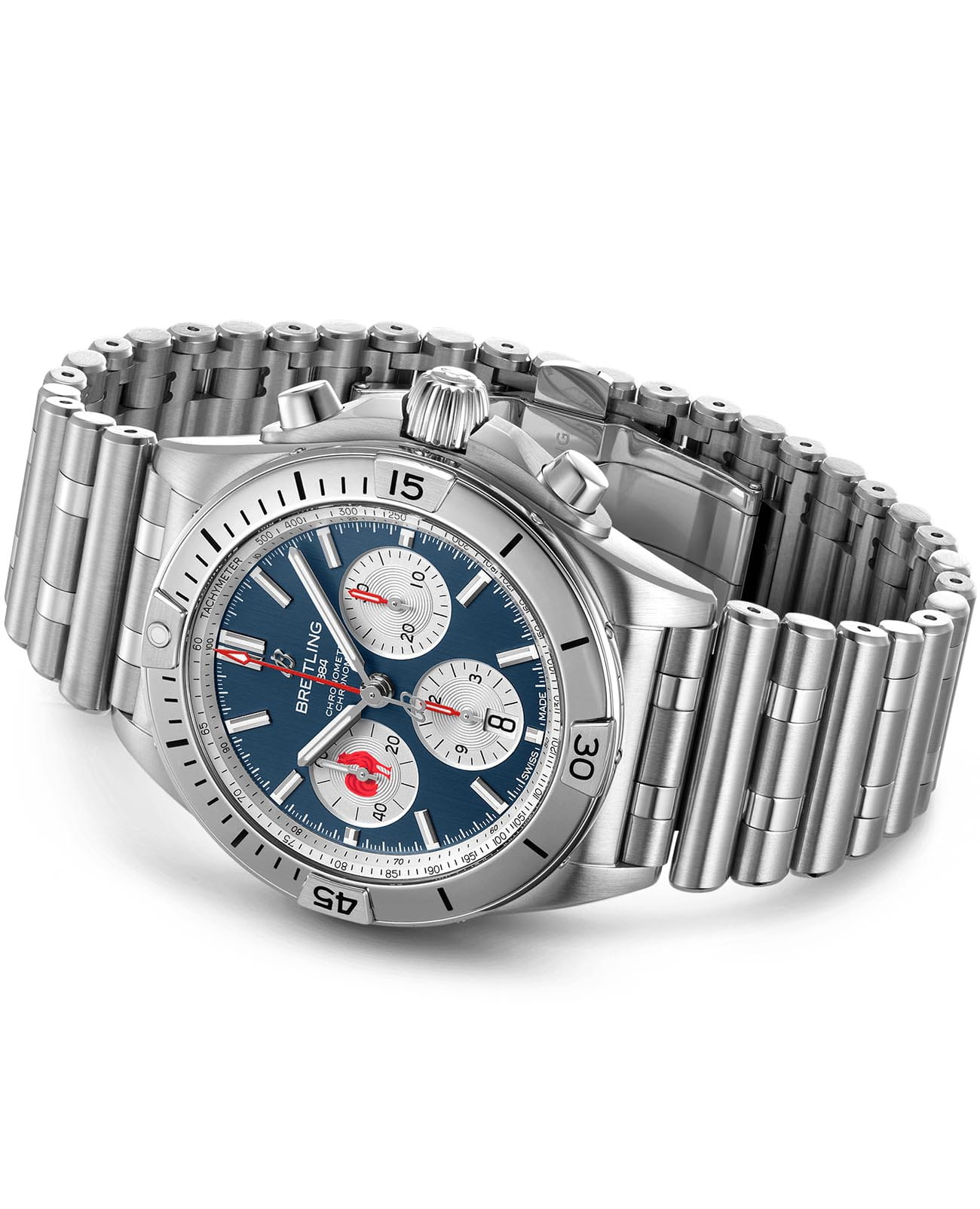 Breitling Breitling Chronomat B01 42 Six Nations France AB0134A81C1A1, chronomat швейцария мужские часы на браслете нержавеющая сталь боковой вид