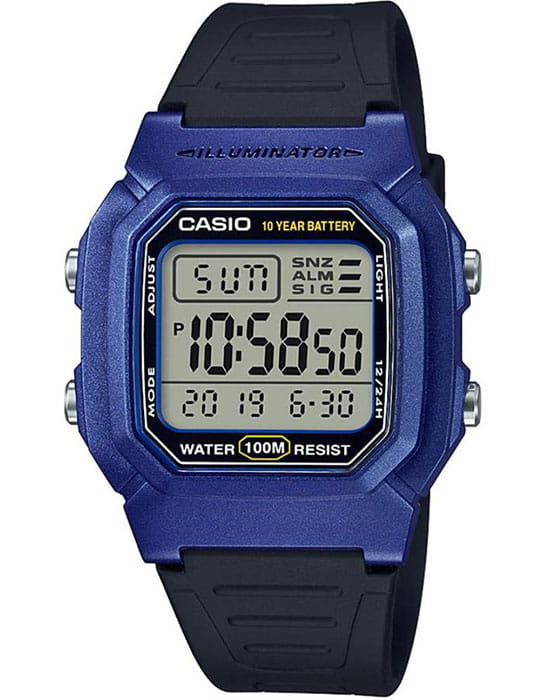 Casio Casio Collection W-800HM-2A  W-800HM-2AVEF кварцевые мужские часы серый циферблат, браслет пластик — вид спереди