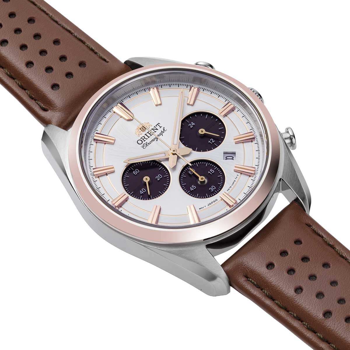 Orient Orient Chronograph RA-TX0306S (RN-TX0306S), chronograph япония мужские часы на браслете кожаный боковой вид