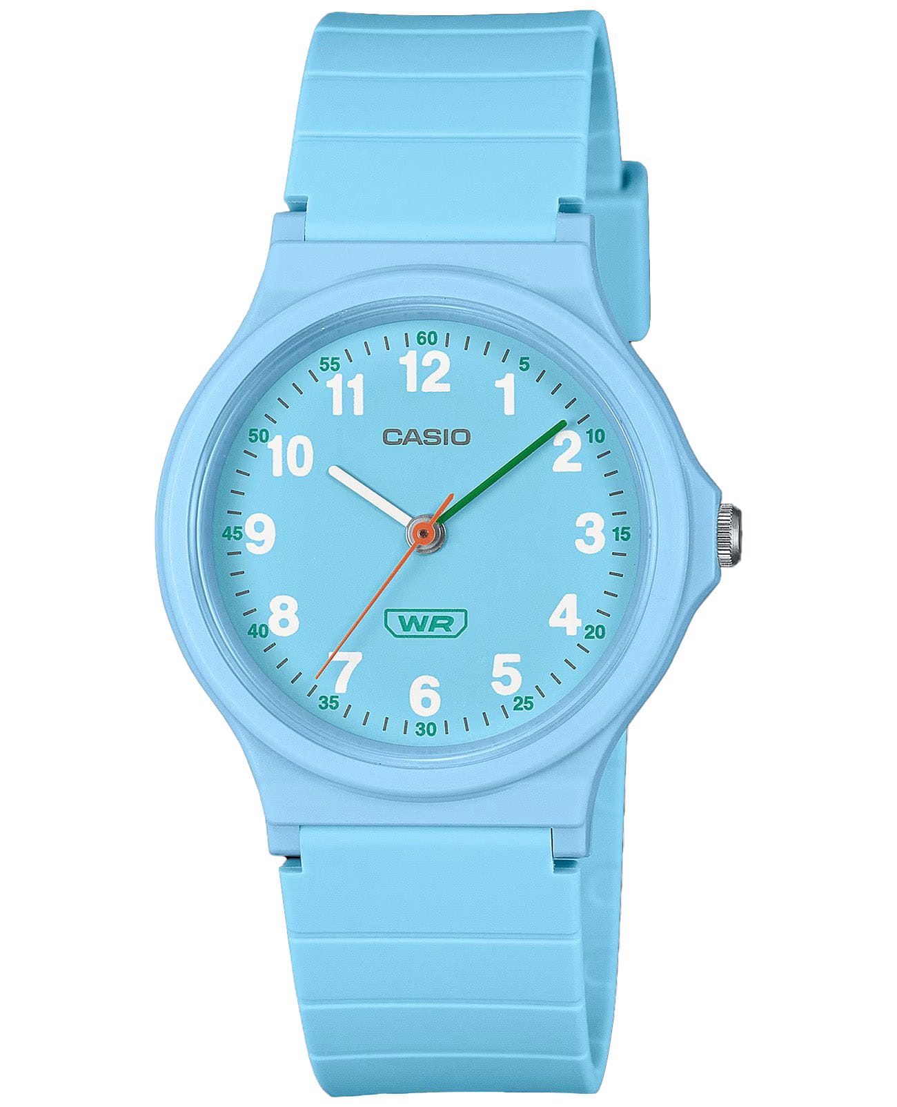 Casio Casio LQ-24B-2B  LQ-24B-2B кварцевые женские часы голубой циферблат, браслет пластик — вид спереди