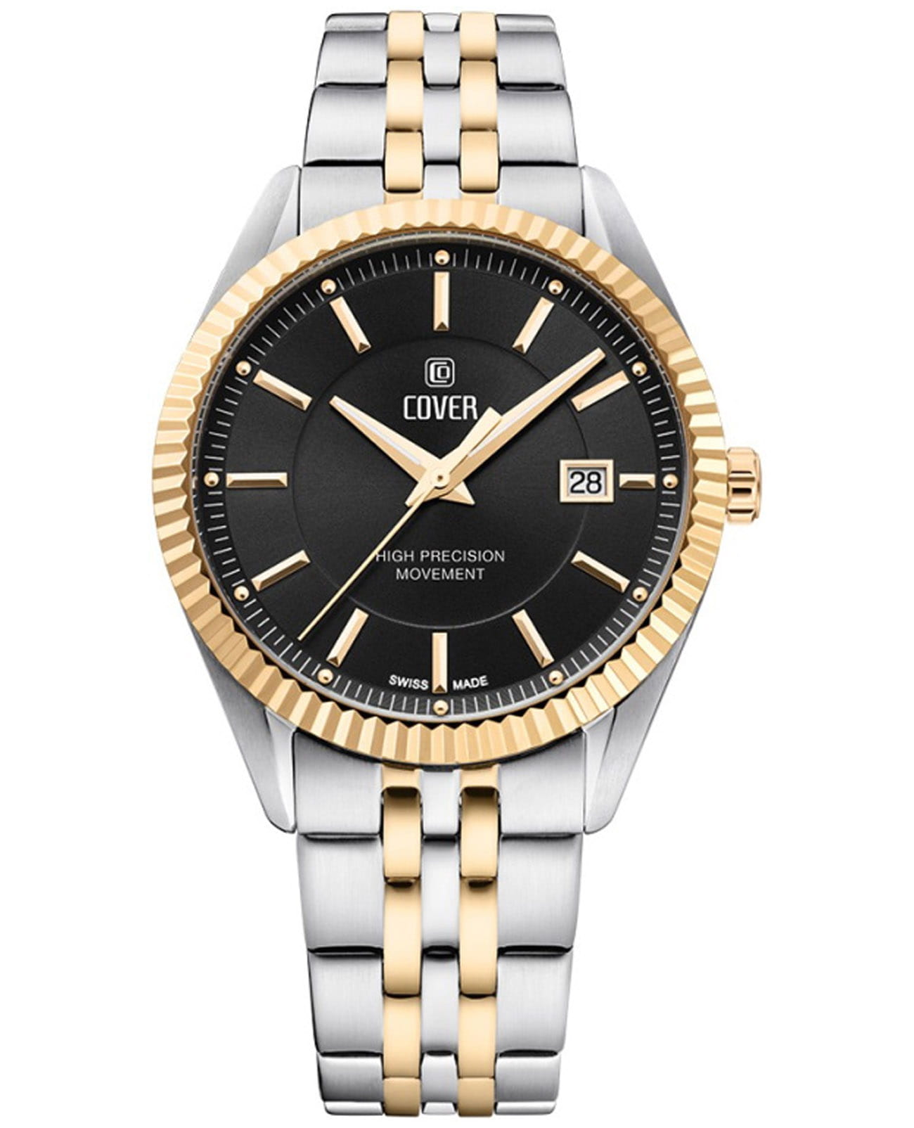 Cover Cover Alston CO208.04  CO208.04 кварцевые мужские часы черный циферблат, браслет нержавеющая сталь с pvd-покрытием — вид спереди