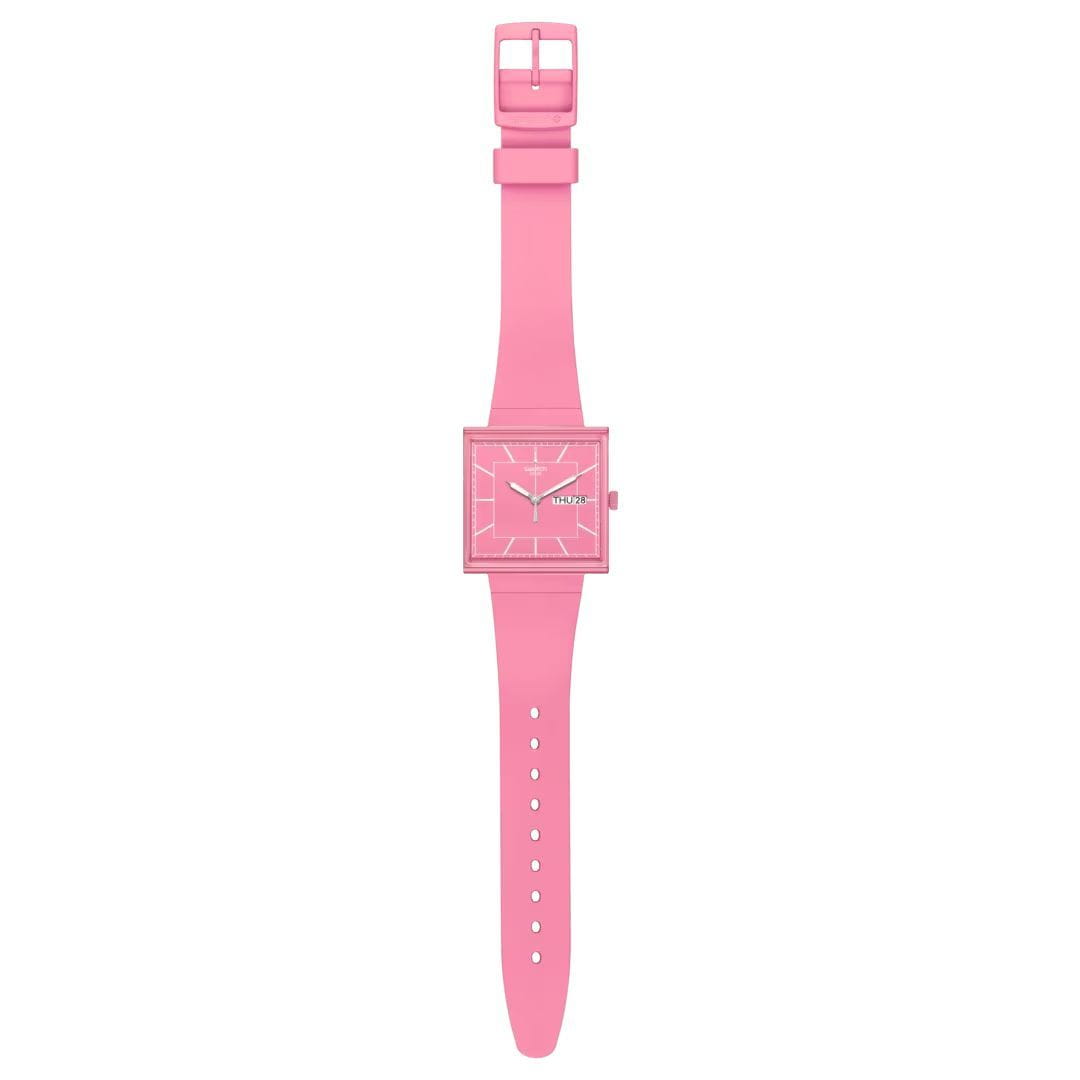 Swatch Swatch Square Bioceramic Standard SO34P700, bioceramic швейцария женские часы на браслете биоматериал боковой вид