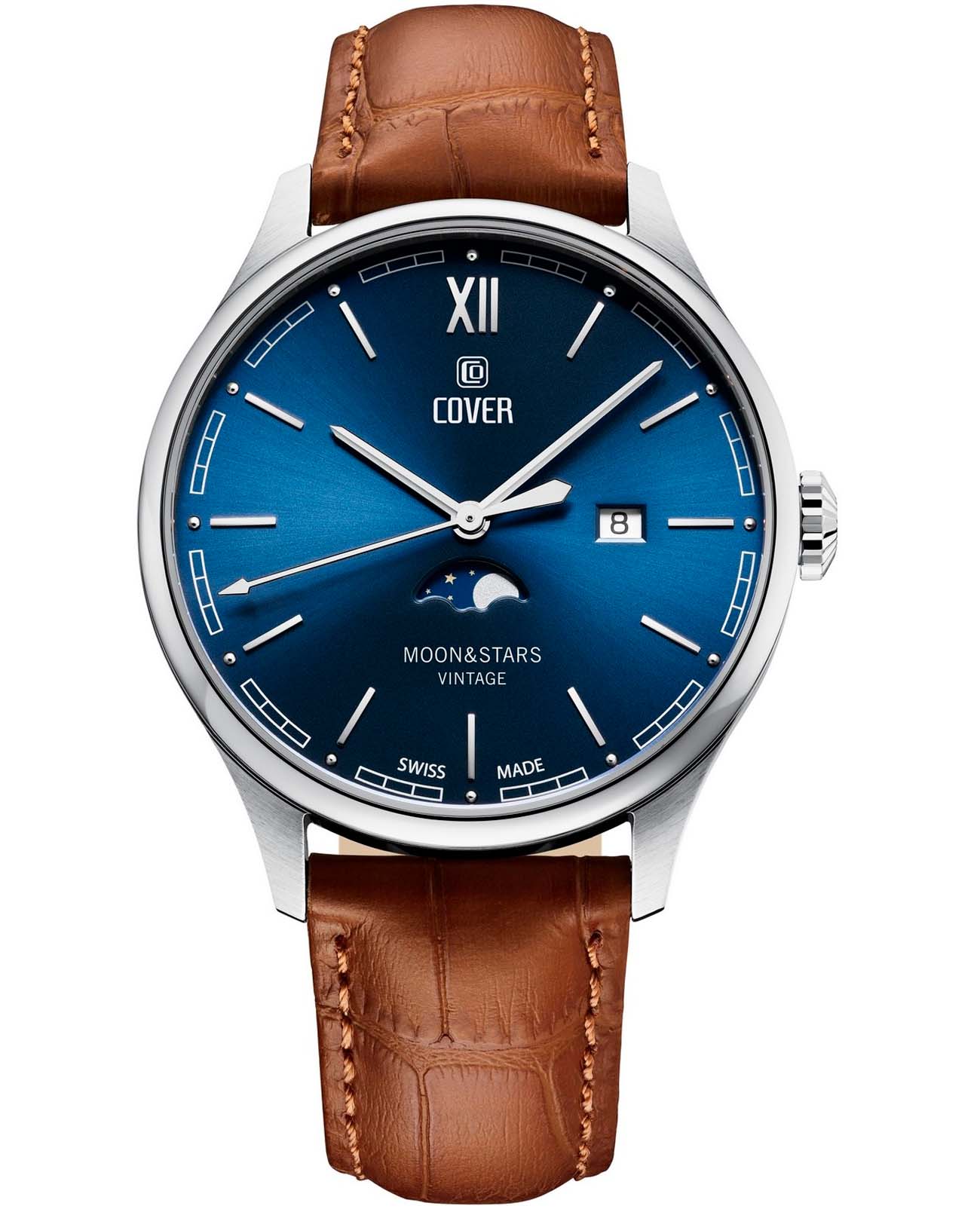 Cover Cover Chapman CO202.03  CO202.03 кварцевые мужские часы синий циферблат, браслет кожаный — вид спереди