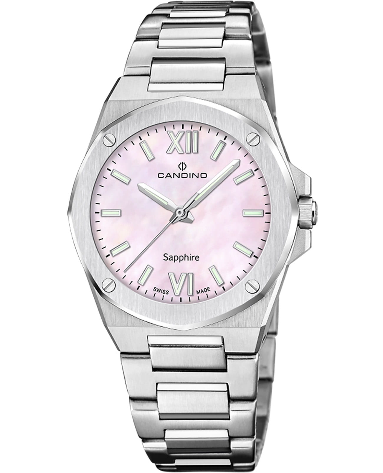 Candino Candino Lady Elegance C4775/7  C4775/7 кварцевые женские часы розовый циферблат, браслет нержавеющая сталь — вид спереди