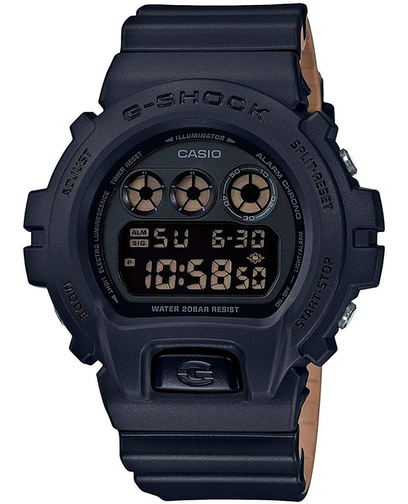 Casio Casio G-Shock DW-6900LU-1  DW-6900LU-1E электронные мужские часы черный циферблат, браслет пластик — вид спереди