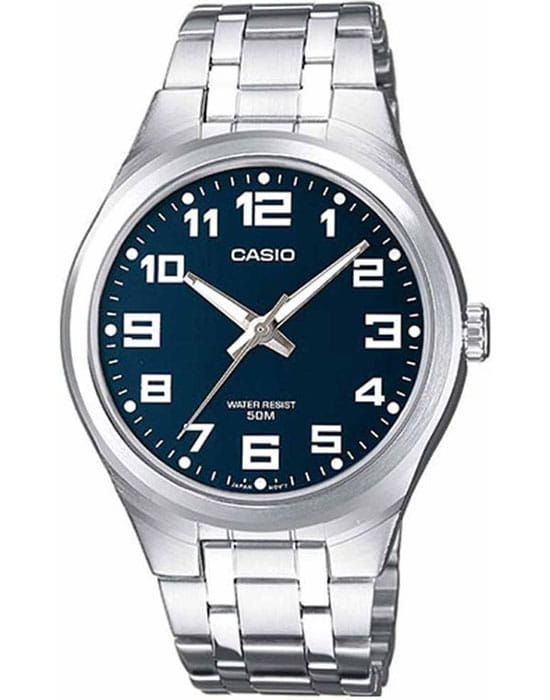 Casio Casio MTP-1310PD-2B  MTP-1310PD-2B кварцевые мужские часы синий циферблат, браслет нержавеющая сталь — вид спереди