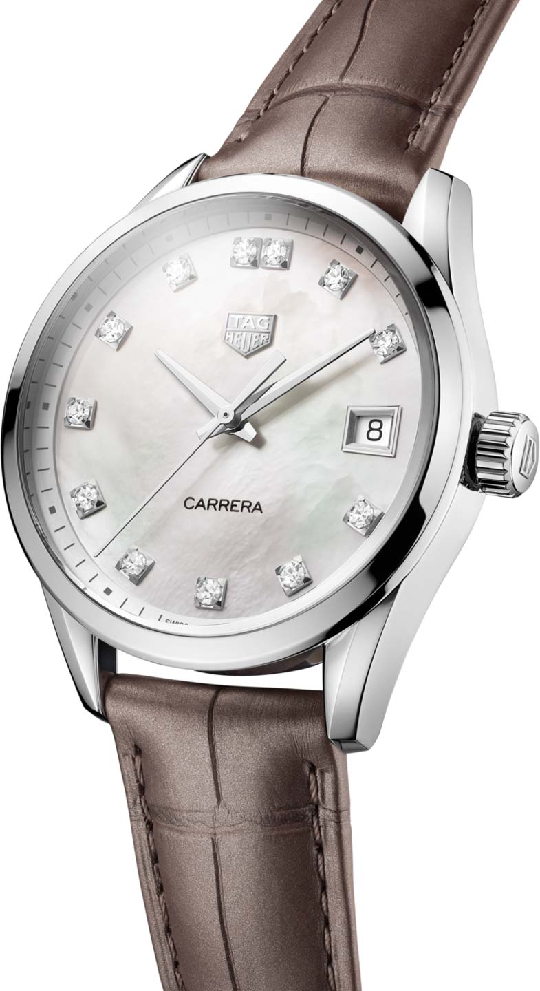TAG Heuer TAG Heuer Carrera Lady WBK1318.FC8258, carrera швейцария женские часы на браслете кожаный боковой вид