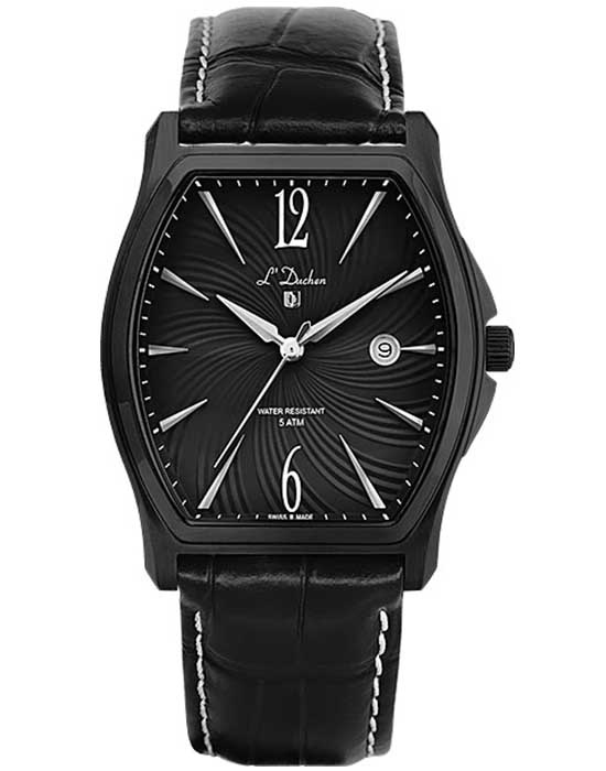 L'Duchen LDuchen D 301.71.21  D 301.71.21 кварцевые мужские часы черный циферблат, браслет кожаный — вид спереди