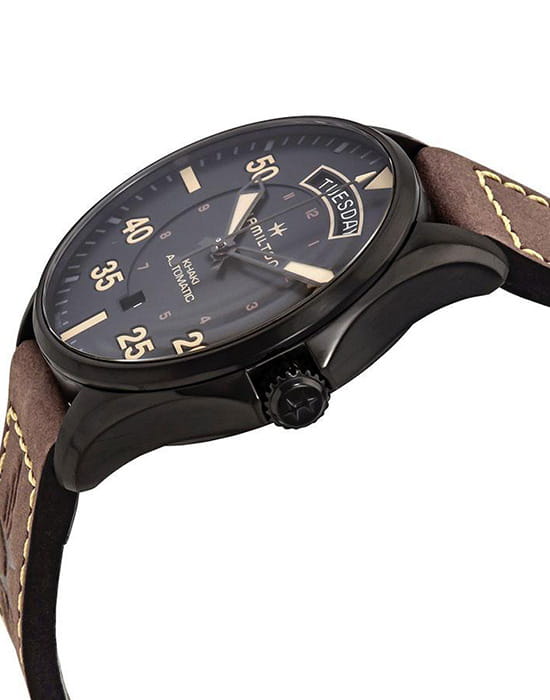 Hamilton Hamilton Khaki Aviation Day Date Auto H64605531, khaki aviation швейцария мужские часы на браслете кожаный боковой вид