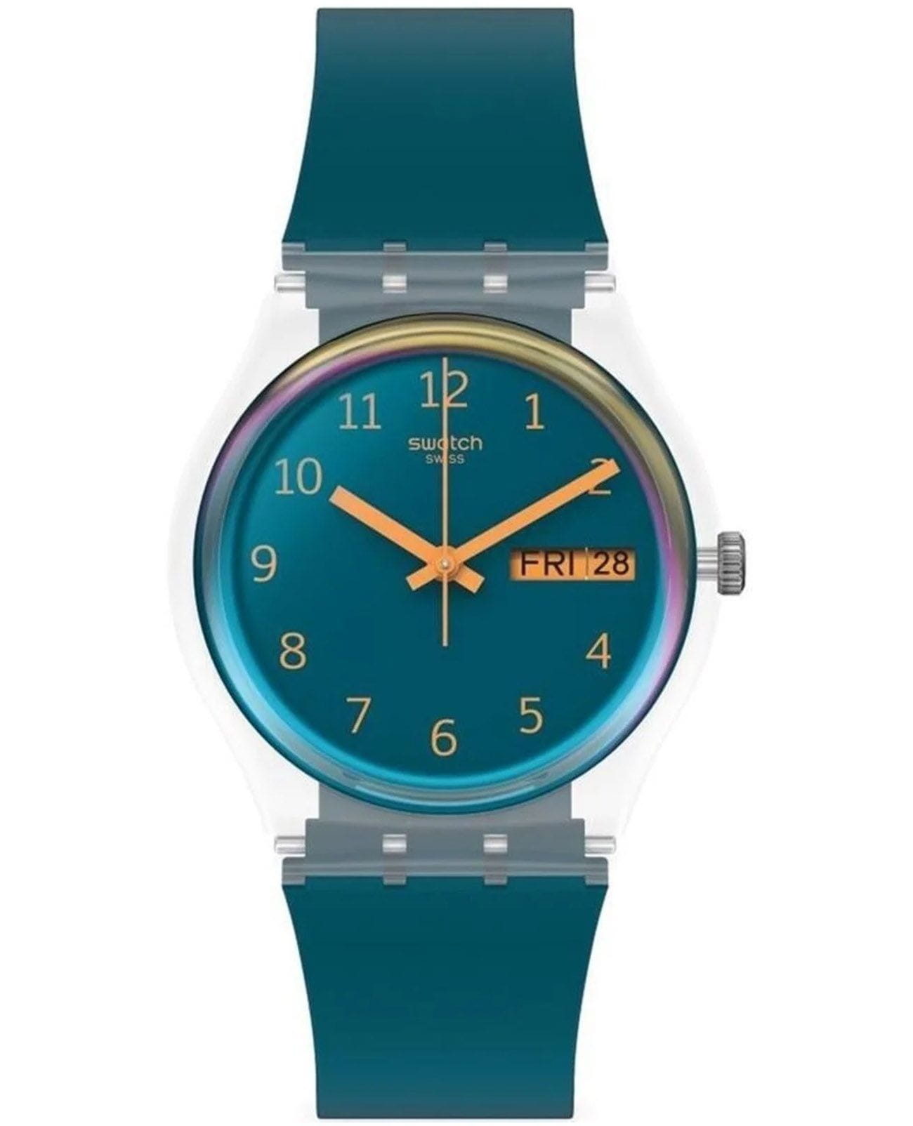 Swatch Swatch Gent Biosourced Standard SO28K700  SO28K700 кварцевые женские часы бирюзовый циферблат, браслет силикон — вид спереди