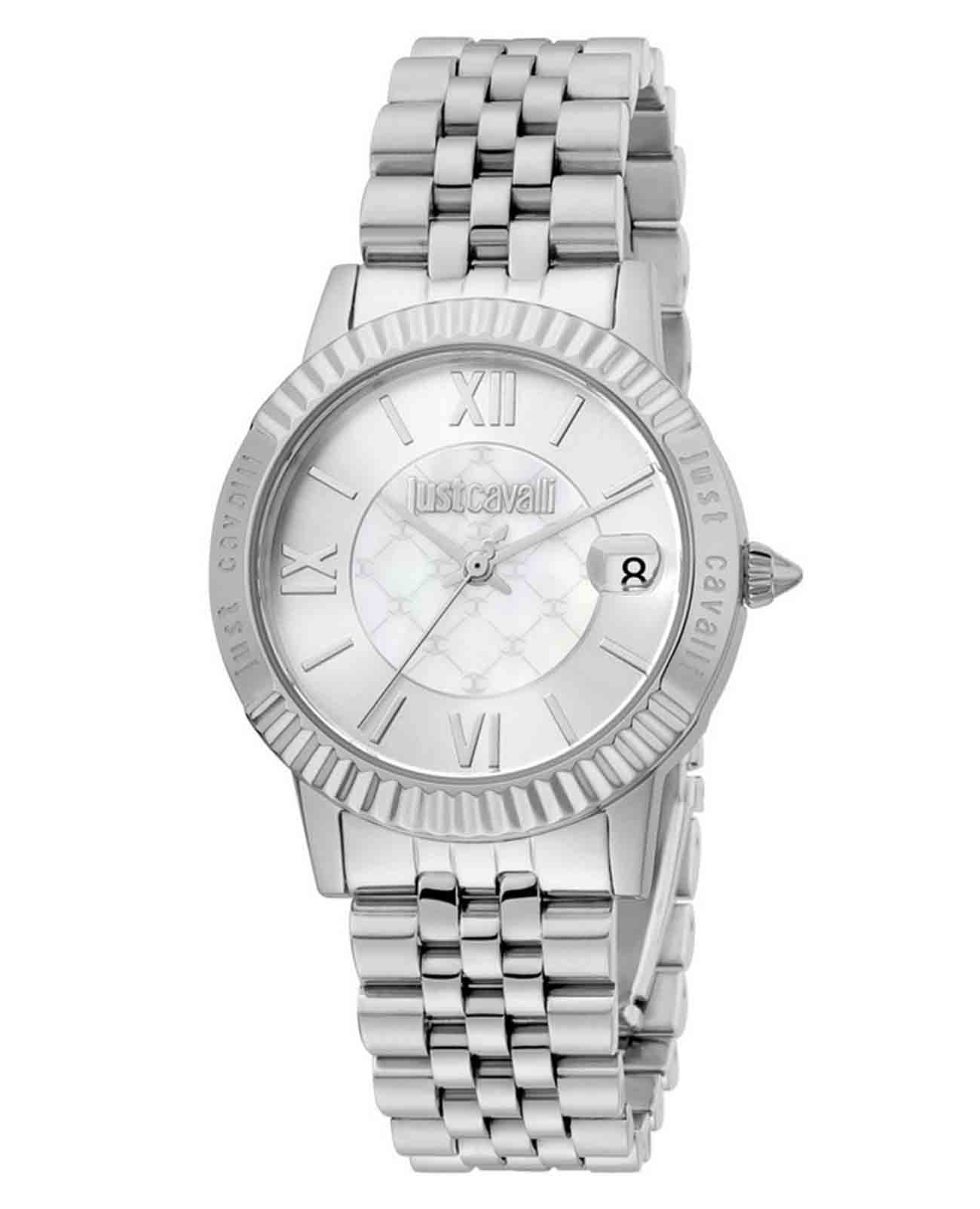 Just Cavalli Just Cavalli animalier JC1L171M0035  JC1L171M0035 кварцевые женские часы серебристый циферблат, браслет нержавеющая сталь — вид спереди