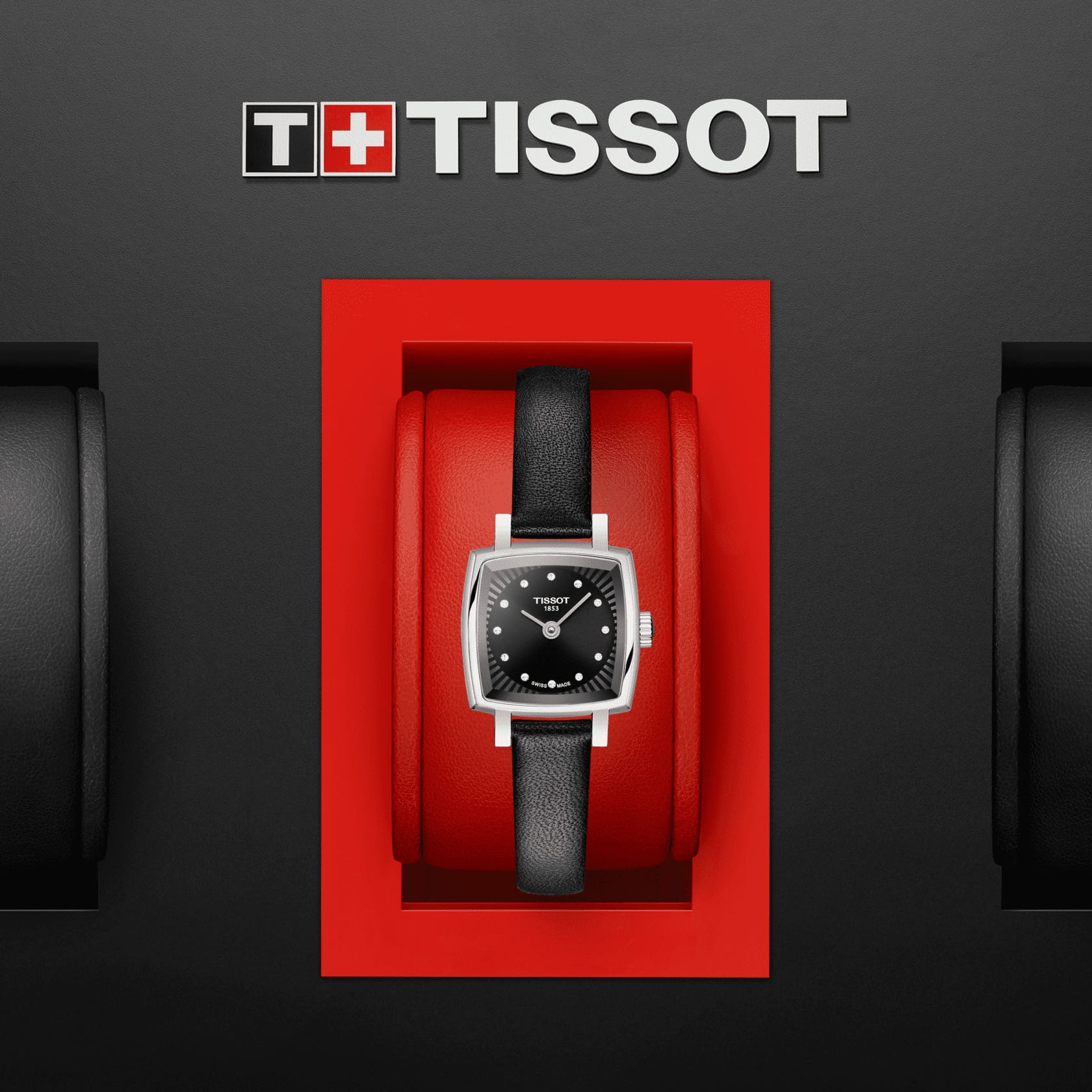 Tissot Tissot Lovely Square T058.109.16.056.00, t-lady швейцария женские часы на браслете кожаный боковой вид