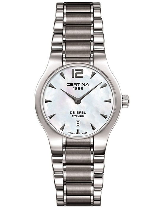Certina Certina Lady Round C012.209.44.117.00  C0122094411700 кварцевые женские часы перламутровый циферблат, браслет титановый — вид спереди