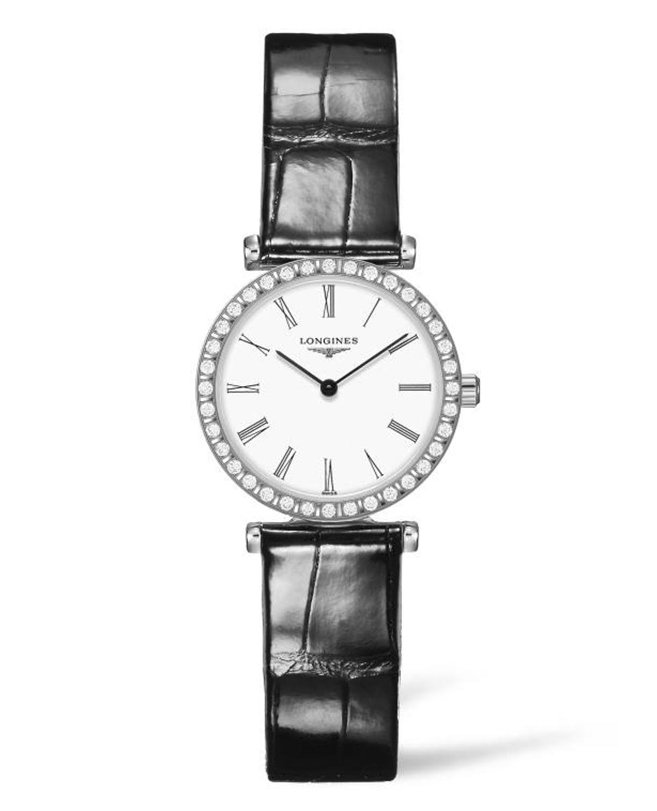 Longines Longines La Grande Classique L4.341.0.11.2  L43410112 кварцевые женские часы белый циферблат, браслет кожаный — вид спереди