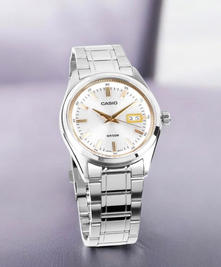 Casio Casio Collection MTP-B180D-7A,  япония мужские часы на браслете нержавеющая сталь боковой вид