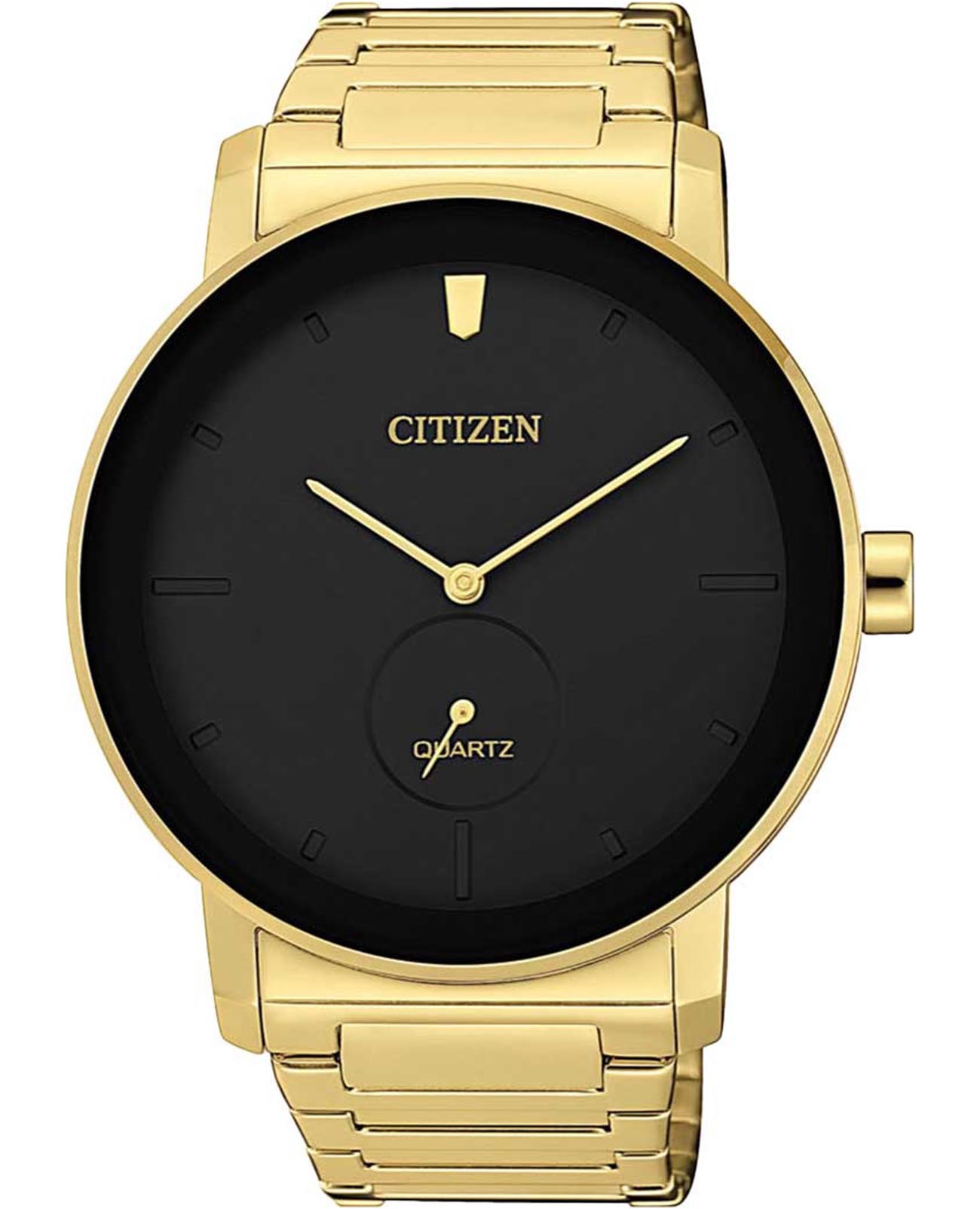 Citizen Citizen Basic BE9182-57E  BE9182-57E кварцевые мужские часы черный циферблат, браслет нержавеющая сталь с ip-покрытием — вид спереди