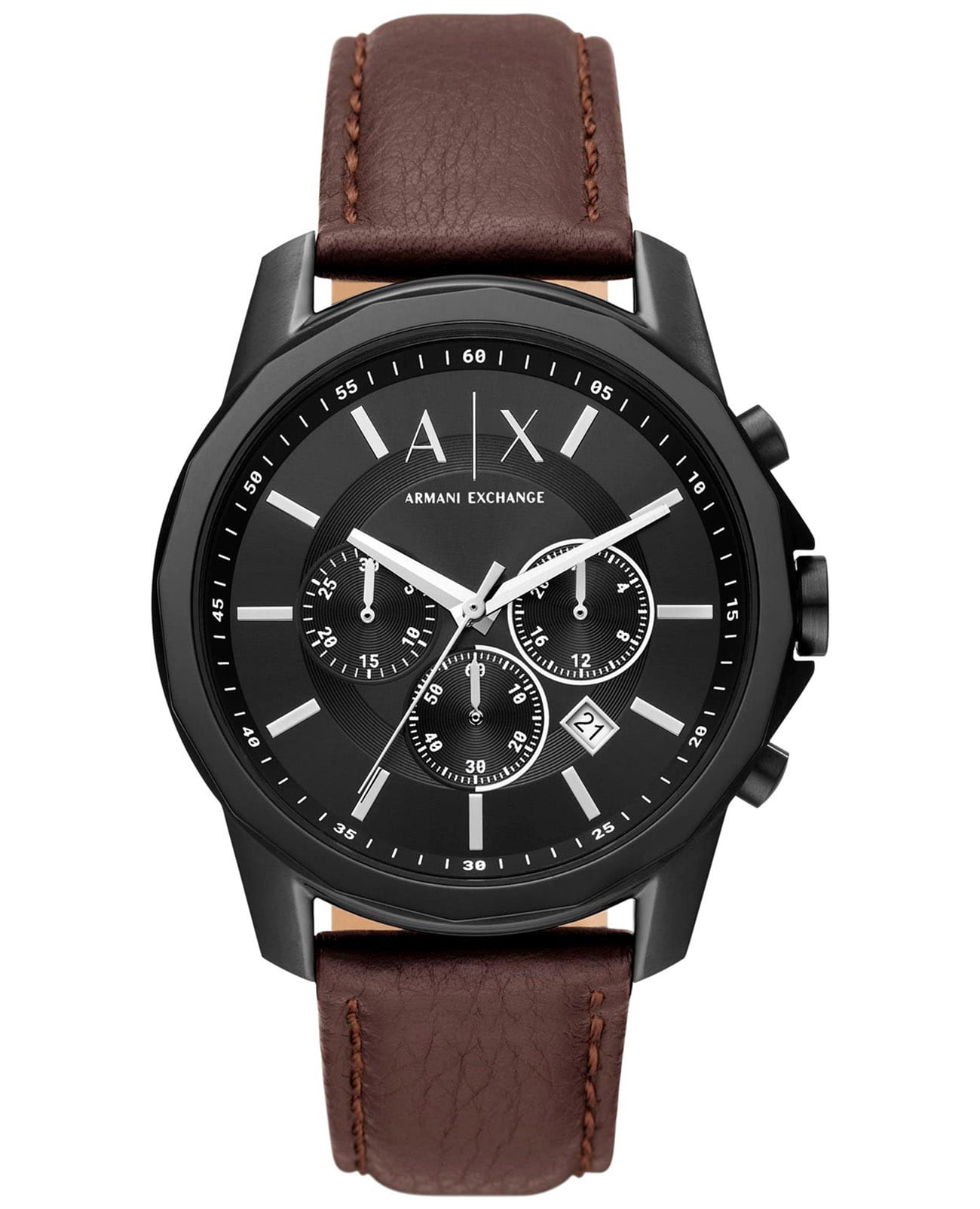 Armani Exchange Armani Exchange Banks AX1732  AX1732 кварцевые мужские часы черный циферблат, браслет кожаный — вид спереди