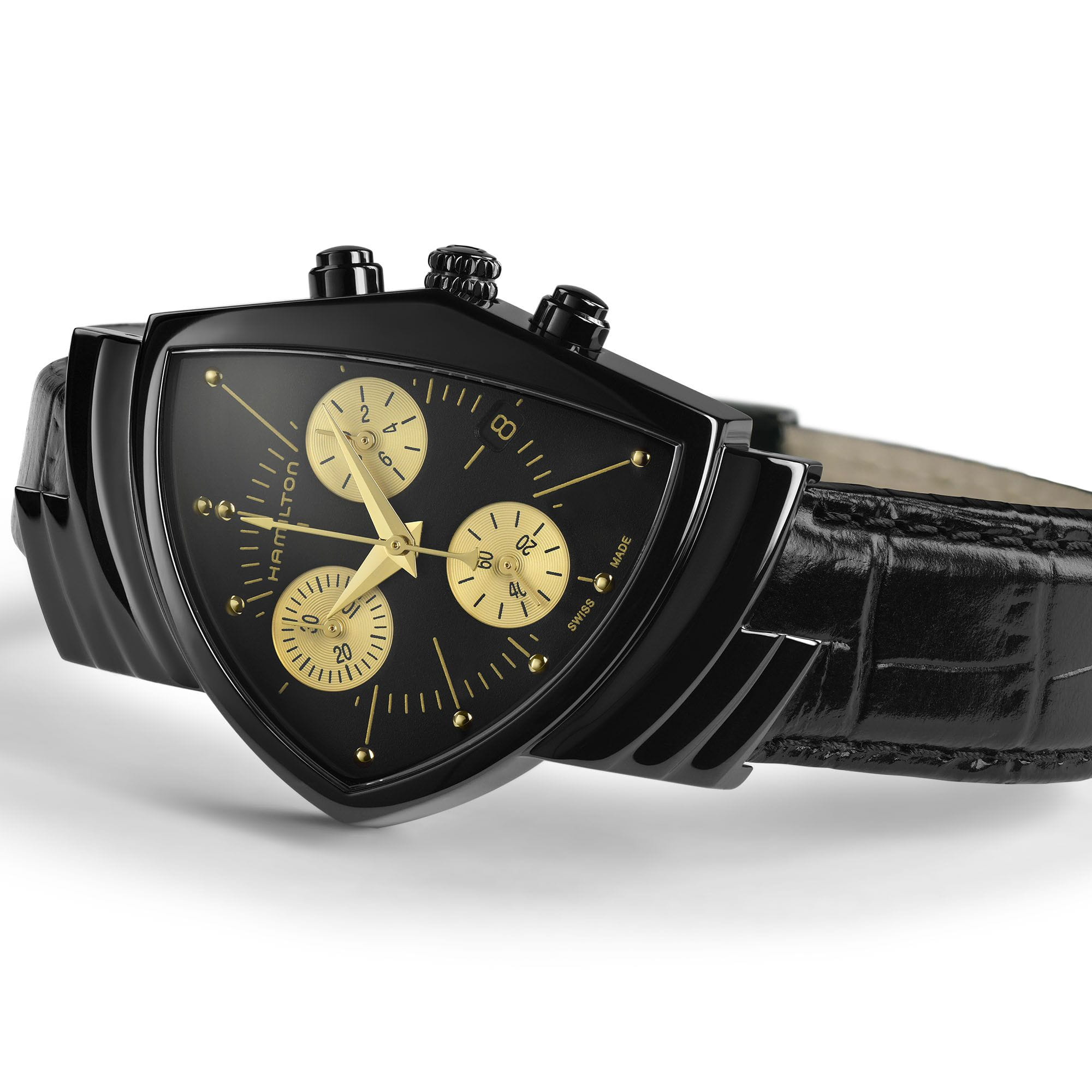 Оригинальные часы Hamilton Hamilton Ventura L Chrono Quartz H24402730 механические калибр механизма eta 251.474 общий вид