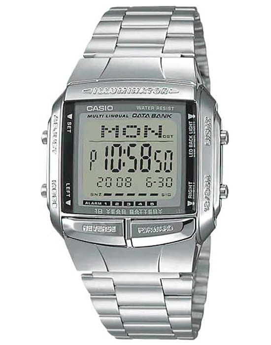 Casio Casio Collection DB-360-1A  DB-360-1A кварцевые мужские часы серый циферблат, браслет нержавеющая сталь — вид спереди
